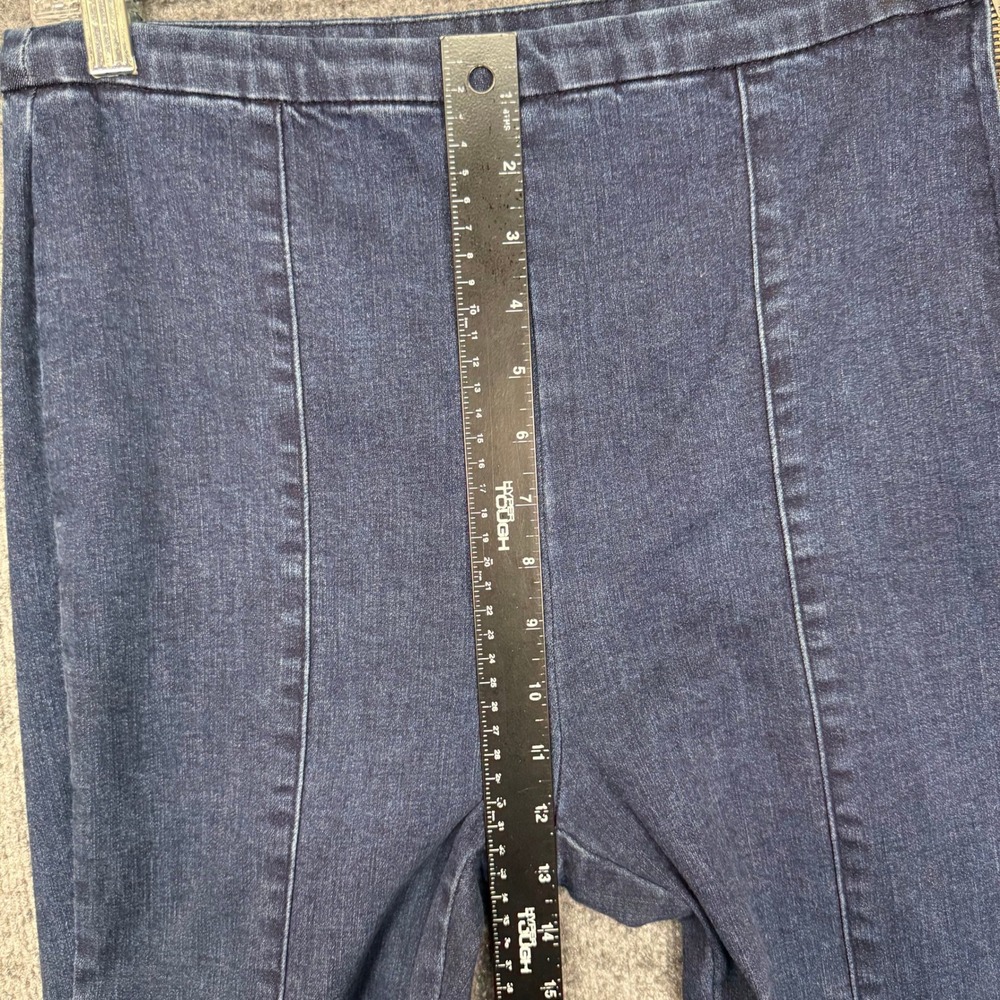 For The Republic Bell Bottom Jeans Womens 10 Blue Dark Wash Raw Hem Side Zip - Picture 9 of 12